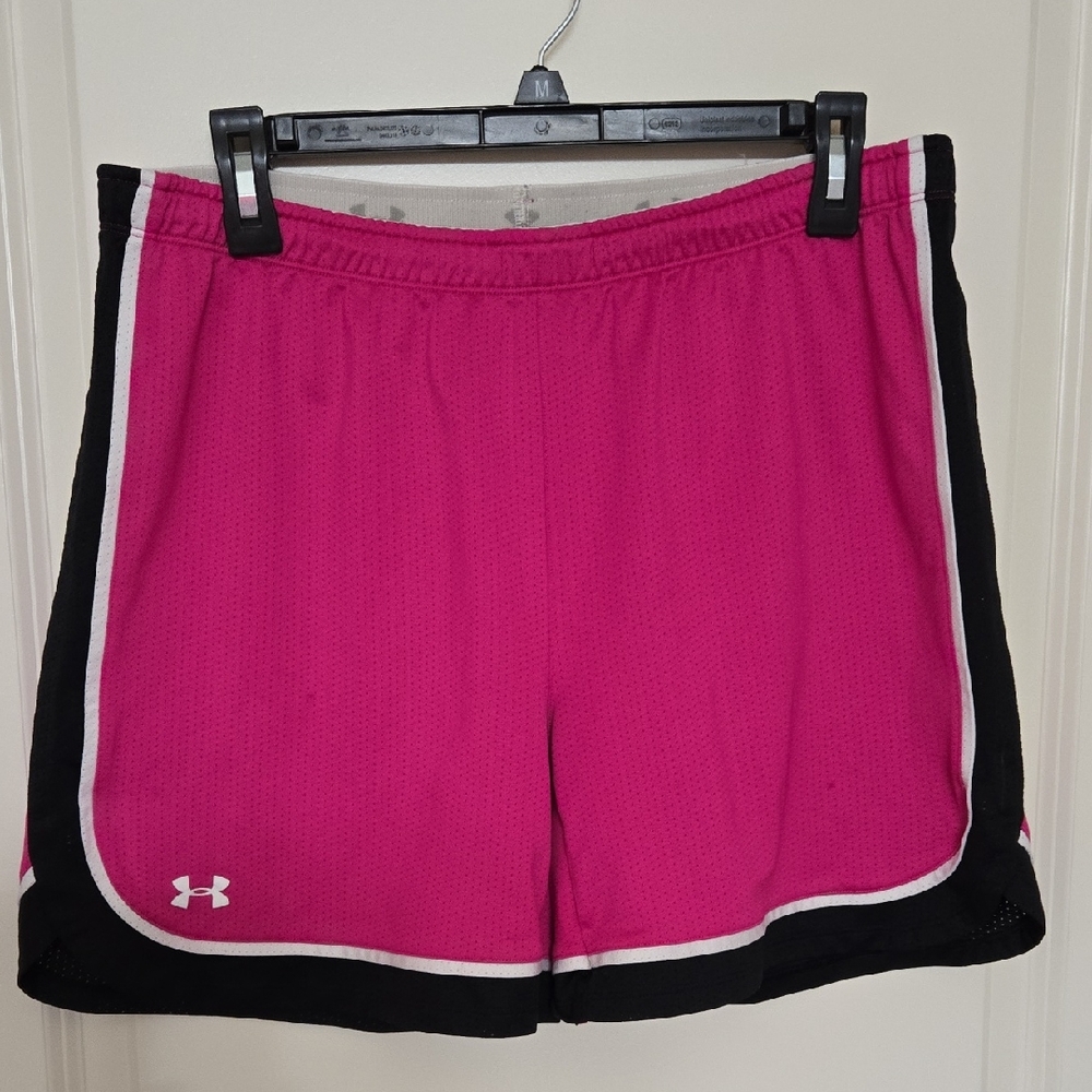 Under Armour Women's Fuchsia and Black Athletic Shorts
